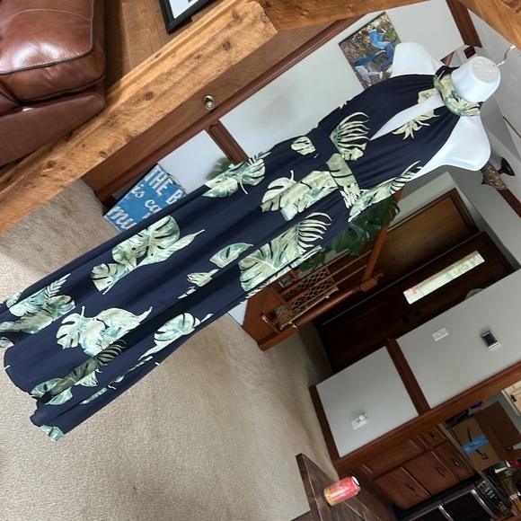 Fab’rik Size Small Palm Maxi with Faux Attached Wrap and open Sexy Back Tie - Picture 10 of 17